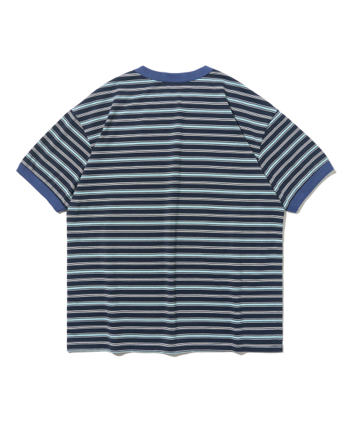 TAILOR STUDIO(テーラースタジオ)の「ソフトキャンパスストライプ半袖Tシャツ(ネイビー/ブルー)(Tシャツ/カットソー・レディース・その他・FREE)」の2枚目の写真