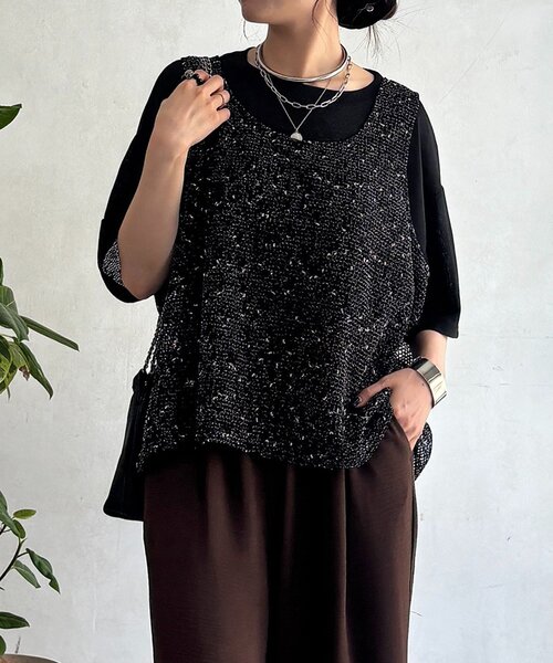 un dix cors(アンディコール)の「メッシュ×シアーTEEセット(Tシャツ/カットソー・レディース・ベージュ/ブラック/オフホワイト・FREE)」の3枚目の写真