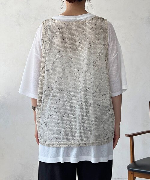 un dix cors(アンディコール)の「メッシュ×シアーTEEセット(Tシャツ/カットソー・レディース・ベージュ/ブラック/オフホワイト・FREE)」の6枚目の写真