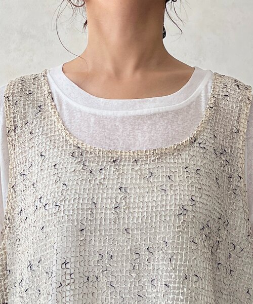 un dix cors(アンディコール)の「メッシュ×シアーTEEセット(Tシャツ/カットソー・レディース・ベージュ/ブラック/オフホワイト・FREE)」の8枚目の写真