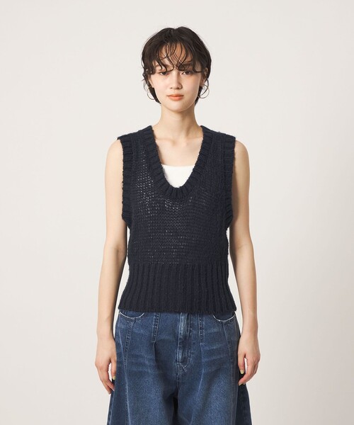 CITEN(シテン)の「<CITEN>シアーモヘヤライクニットベスト(ベスト・レディース・ネイビー/ナチュラル/グレー系・FREE)」の7枚目の写真