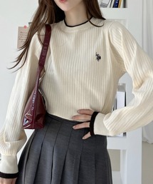 【Ada.別注 U.S. POLO ASSN.】 袖口フリル バイカラー ぽわん スリーブ リブニット