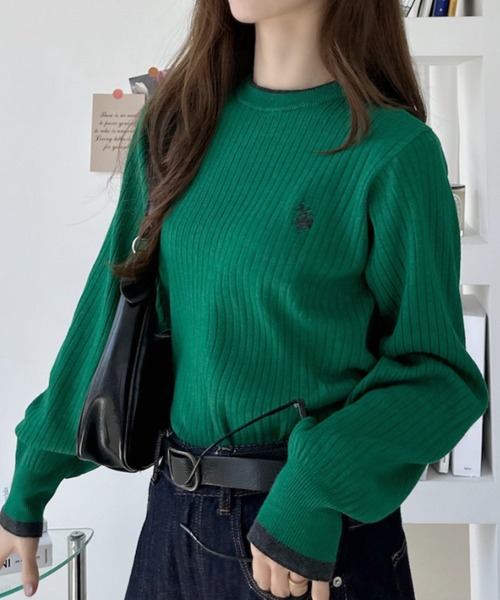 U.S. POLO ASSN.(ユーエスポロアッスン)の「【Ada.別注 U.S. POLO ASSN.】 袖口フリル バイカラー ぽわん スリーブ リブニット(ニット/セーター・レディース・アイボリー/ネイビー/グリーン・L/M)」の20枚目の写真