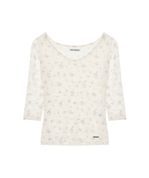 FLORAL LACE SLEEVE TOP_CREAM
