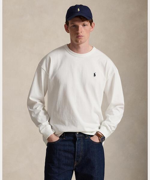 POLO RALPH LAUREN(ポロ ラルフ ローレン)の「リラックス フィット ジャージー ロングスリーブ Tシャツ(Tシャツ/カットソー・メンズ・ホワイト・M/S/L)」の1枚目の写真
