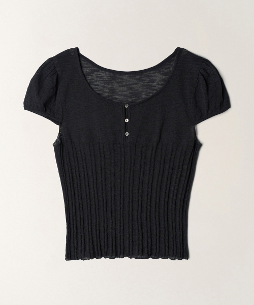 TTUDEMENT(トュードメント)の「TWO-WAY SHORT SLEEVE KNIT TOP_CHARCOAL(ニット/セーター・レディース・その他・FREE)」の2枚目の写真