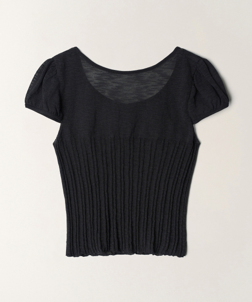 TTUDEMENT(トュードメント)の「TWO-WAY SHORT SLEEVE KNIT TOP_CHARCOAL(ニット/セーター・レディース・その他・FREE)」の3枚目の写真