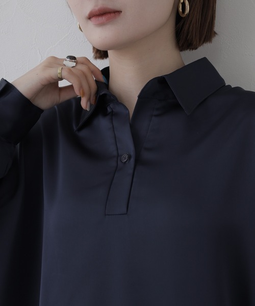 OMNES(オムネス)の「BEAUTIFUL FRIDAY スキッパーシャツ 長袖(シャツ/ブラウス・レディース・グレー/ネイビー・L/M)」の18枚目の写真