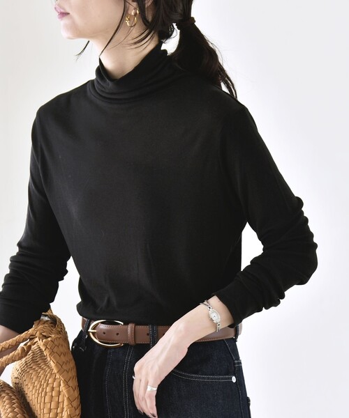 quaranciel（カランシエル）の「quaranciel:〈手洗い可能〉ウール ミックス シアー タートルネック プルオーバー（Tシャツ/カットソー・レディース・グレー/ホワイト/ブラック/パープル・40/38）」の12枚目の写真