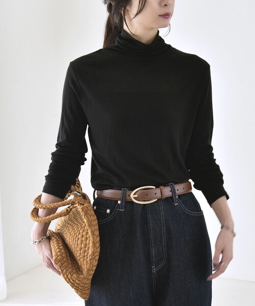 quaranciel（カランシエル）の「quaranciel:〈手洗い可能〉ウール ミックス シアー タートルネック プルオーバー（Tシャツ/カットソー・レディース・グレー/ホワイト/ブラック/パープル・40/38）」の17枚目の写真