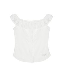 RUFFLE NECK SLEEVELESS TOP_IVORY