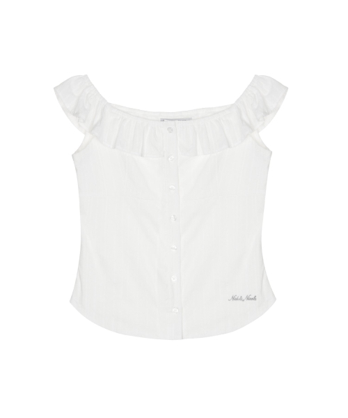 NICK&NICOLE(ニックアンドニコール)の「RUFFLE NECK SLEEVELESS TOP_IVORY(Tシャツ/カットソー・レディース・その他・FREE)」の1枚目の写真
