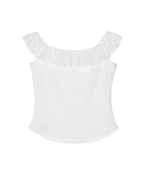 NICK&NICOLE(ニックアンドニコール)の「RUFFLE NECK SLEEVELESS TOP_IVORY(Tシャツ/カットソー・レディース・その他・FREE)」の2枚目の写真