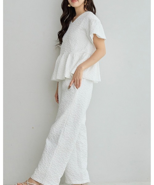 BIRTHDAY BASH（バースデイバッシュ）の「AMERIE JACQUARD PEPLUM TOPS(ジャガードペプラムトップス)（シャツ/ブラウス・レディース・ブラック/ホワイト・S/M）」の15枚目の写真