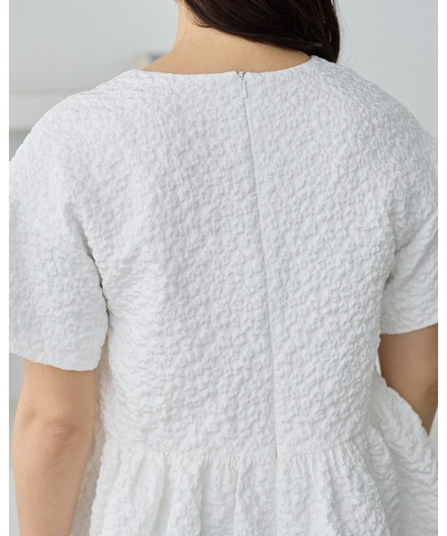 BIRTHDAY BASH（バースデイバッシュ）の「AMERIE JACQUARD PEPLUM TOPS(ジャガードペプラムトップス)（シャツ/ブラウス・レディース・ブラック/ホワイト・S/M）」の22枚目の写真