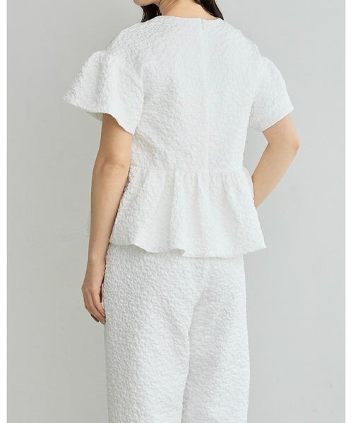 BIRTHDAY BASH（バースデイバッシュ）の「AMERIE JACQUARD PEPLUM TOPS(ジャガードペプラムトップス)（シャツ/ブラウス・レディース・ブラック/ホワイト・S/M）」の21枚目の写真