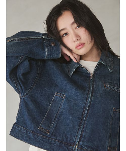 Mila Owen(ミラオーウェン)の「ジップアップデニムジャケット(デニムジャケット・レディース・ライトブルー/ベージュ/ブルー・0/1)」の5枚目の写真