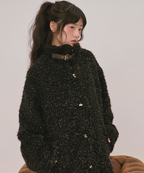 loin nuit(ロワンニュイ)の「nuance button poodle coat / ニュアンスボタンプードルコート(ムートンコート・レディース・ブラック/ブルー/ブラウン/アイボリー/イエロー・FREE)」の14枚目の写真