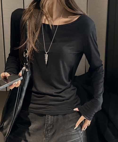 ReRe(リリ)の「バックドレープシアー切替長袖カットソー(Tシャツ/カットソー・レディース・ホワイト/ブラック/グレー・MEDIUM/LARGE/X-LARGE)」の1枚目の写真