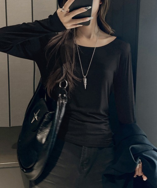 ReRe(リリ)の「バックドレープシアー切替長袖カットソー(Tシャツ/カットソー・レディース・ホワイト/ブラック/グレー・MEDIUM/LARGE/X-LARGE)」の15枚目の写真