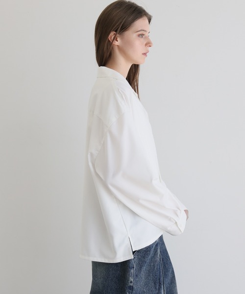 ELLUV(エルブ)の「【ELLUV/エルヴ】ファインドレープTRクロス ショート丈 2way レギュラー/オープンカラーシャツ(シャツ/ブラウス・メンズ・グレー/ホワイト/ダークブラック・S/M/L)」の11枚目の写真