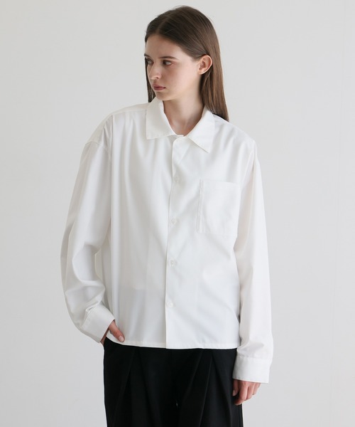 ELLUV(エルブ)の「【ELLUV/エルヴ】ファインドレープTRクロス ショート丈 2way レギュラー/オープンカラーシャツ(シャツ/ブラウス・メンズ・グレー/ホワイト/ダークブラック・S/M/L)」の6枚目の写真