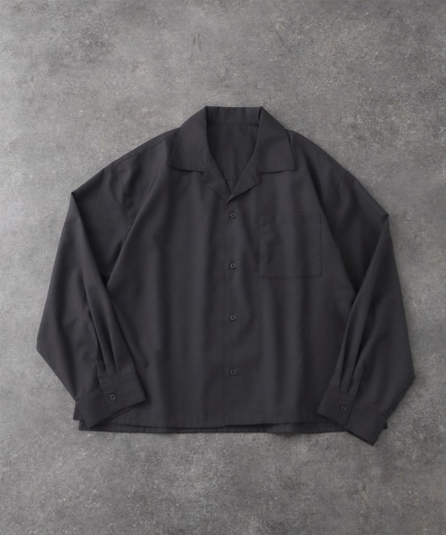 ELLUV(エルブ)の「【ELLUV/エルヴ】ファインドレープTRクロス ショート丈 2way レギュラー/オープンカラーシャツ(シャツ/ブラウス・メンズ・グレー/ホワイト/ダークブラック・S/M/L)」の15枚目の写真