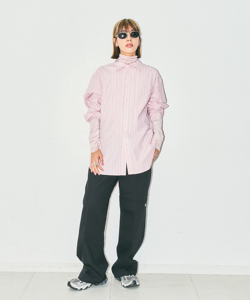 CITYSHOP(シティーショップ)の「SHEER VELOR HIGH NECK TOP:カットソー(Tシャツ/カットソー・レディース・ブラック/ピンク/カーキ・FREE)」の11枚目の写真