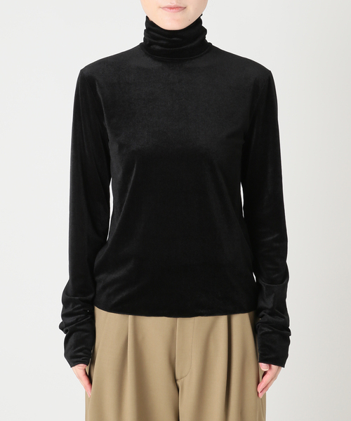 CITYSHOP(シティーショップ)の「SHEER VELOR HIGH NECK TOP:カットソー(Tシャツ/カットソー・レディース・ブラック/ピンク/カーキ・FREE)」の14枚目の写真
