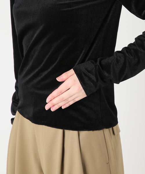 CITYSHOP(シティーショップ)の「SHEER VELOR HIGH NECK TOP:カットソー(Tシャツ/カットソー・レディース・ブラック/ピンク/カーキ・FREE)」の19枚目の写真