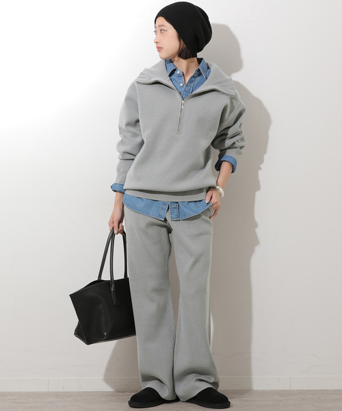 JOURNAL STANDARD relume（ジャーナルスタンダード　レリューム）の「【MULTI FUNC+】ハーフジップニット（ニット/セーター・レディース・ライトグレー/ネイビー/アイボリー・FREE）」の4枚目の写真