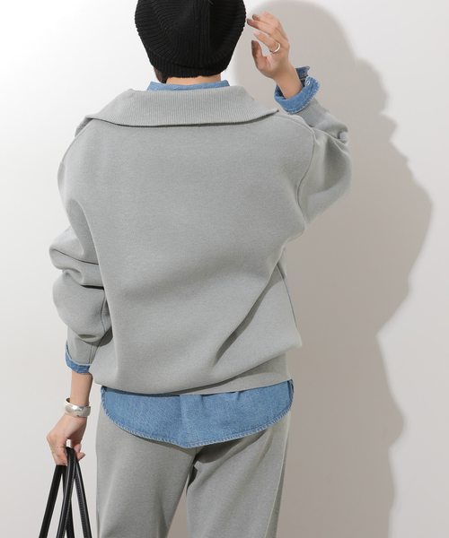 JOURNAL STANDARD relume（ジャーナルスタンダード　レリューム）の「【MULTI FUNC+】ハーフジップニット（ニット/セーター・レディース・ライトグレー/ネイビー/アイボリー・FREE）」の10枚目の写真