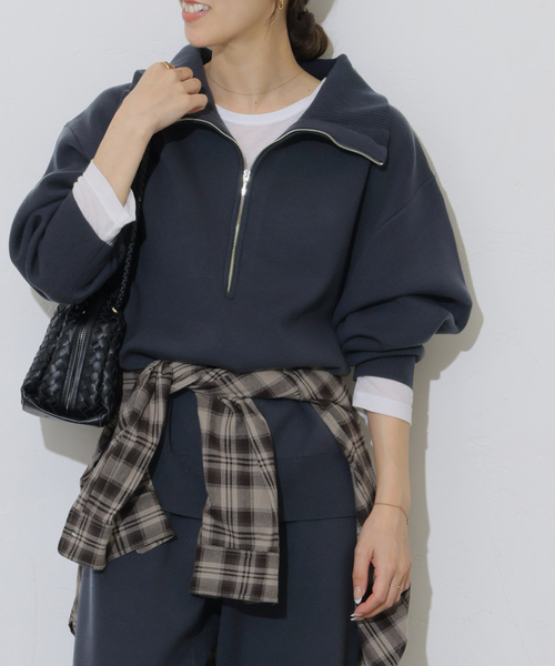 JOURNAL STANDARD relume（ジャーナルスタンダード　レリューム）の「【MULTI FUNC+】ハーフジップニット（ニット/セーター・レディース・ライトグレー/ネイビー/アイボリー・FREE）」の21枚目の写真