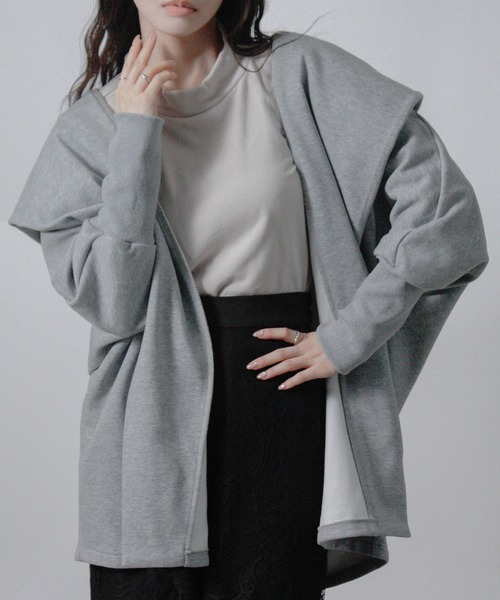 NYLAUS(ナイラス)の「【SG】裏フリース ドルマンガウン ジャケット ボタンレス(その他アウター・レディース・杢グレー/ブラウン/ブラック・M)」の1枚目の写真