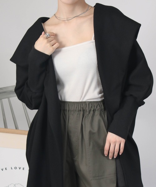 NYLAUS(ナイラス)の「【SG】裏フリース ドルマンガウン ジャケット ボタンレス(その他アウター・レディース・杢グレー/ブラウン/ブラック・M)」の21枚目の写真