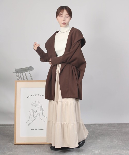 NYLAUS(ナイラス)の「【SG】裏フリース ドルマンガウン ジャケット ボタンレス(その他アウター・レディース・杢グレー/ブラウン/ブラック・M)」の15枚目の写真
