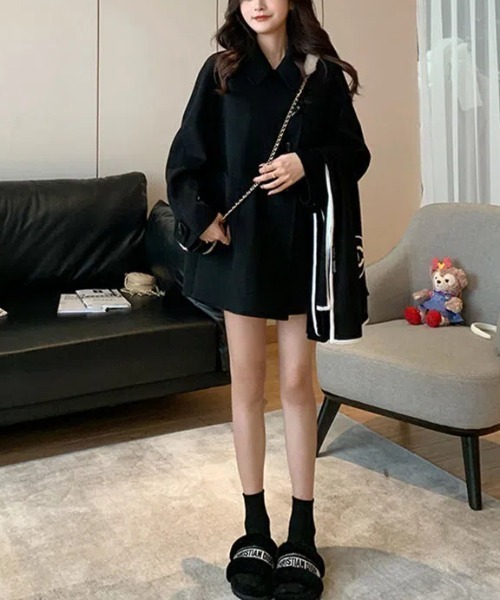 LUCPY(ラクピー)の「ビッグカラートグルボタンミドルコート(その他アウター・レディース・ブラック・X-LARGE/LARGE/MEDIUM/SMALL)」の1枚目の写真