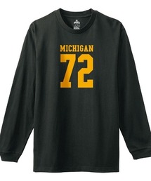 Ol' Basics(オール・ベーシックス) 長袖Tシャツ MICHIGAN ロゴ ナンバリング プリント 袖リブ ロンT トップス カットソー メンズ ユニセックス