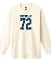 Ol' Basics(オール・ベーシックス) 長袖Tシャツ MICHIGAN ロゴ ナンバリング プリント 袖リブ ロンT トップス カットソー メンズ ユニセックス