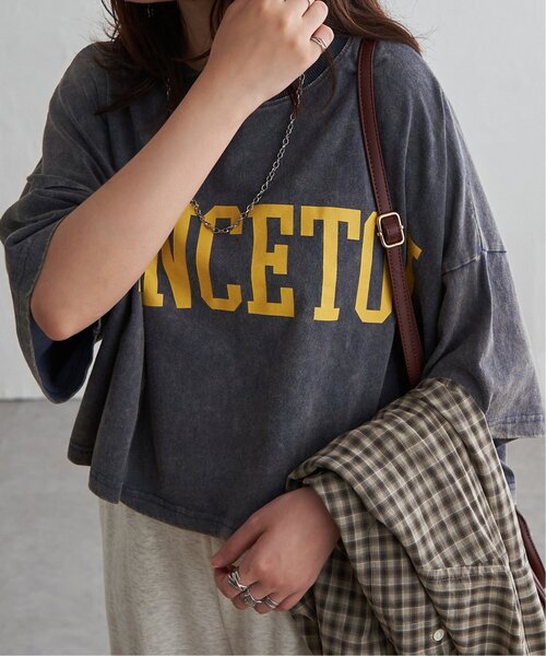 VENCEEXCHANGE（ヴァンスエクスチェンジ）の「パウダー加工ボリュームプリントT（Tシャツ/カットソー・レディース・チャコール/オフホワイト/ネイビー・FREE）」の3枚目の写真