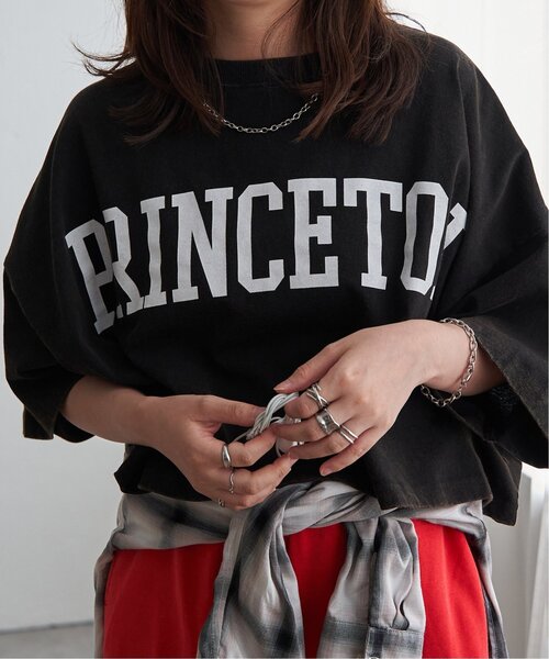 VENCEEXCHANGE（ヴァンスエクスチェンジ）の「パウダー加工ボリュームプリントT（Tシャツ/カットソー・レディース・チャコール/オフホワイト/ネイビー・FREE）」の13枚目の写真