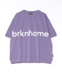 【brknhome/ブロークンホーム】【裾と袖は伸縮性のあるリブ仕様】リブTシャツ 半袖 ブランドロゴ スウェットライク レイヤード ユニセックス