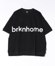【brknhome/ブロークンホーム】【裾と袖は伸縮性のあるリブ仕様】リブTシャツ 半袖 ブランドロゴ スウェットライク レイヤード ユニセックス