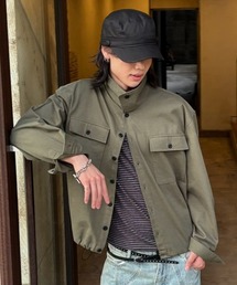 【Chikashitsu +】multi pocket military jacket / 【チカシツプラス】マルチポケットハイネックミリタリージャケット