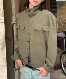 Chikashitsu +（チカシツプラス）の「【Chikashitsu +】multi pocket military jacket / 【チカシツプラス】マルチポケットハイネックミリタリージャケット（ミリタリージャケット）」