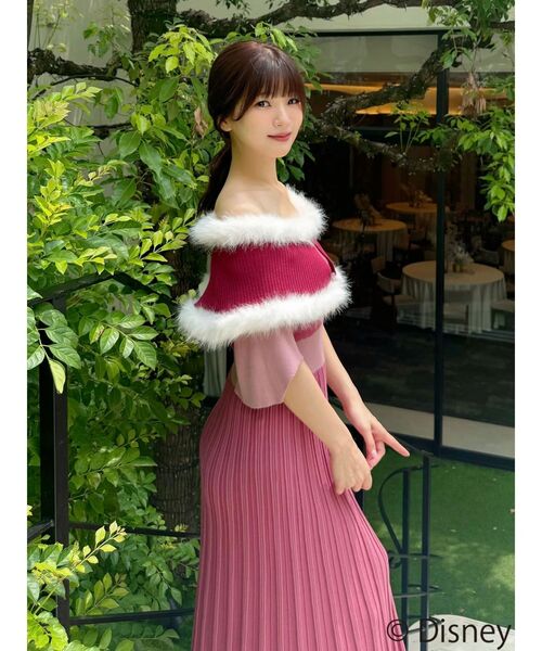 MERCURYDUO(マーキュリーデュオ)の「【ディズニーコレクション】美女と野獣/ファーケープニットワンピース(ワンピース・レディース・ピンク・SMALL/MEDIUM/FREE)」の12枚目の写真