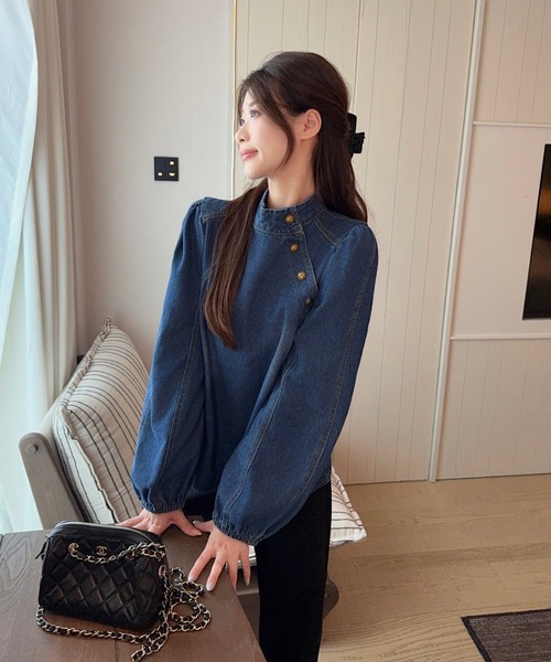 FAVORITO(ファヴォリート)の「スタンドカラーデニムトップス(その他トップス・レディース・ブルー・M/L/S)」の9枚目の写真