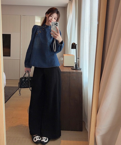 FAVORITO(ファヴォリート)の「スタンドカラーデニムトップス(その他トップス・レディース・ブルー・M/L/S)」の15枚目の写真