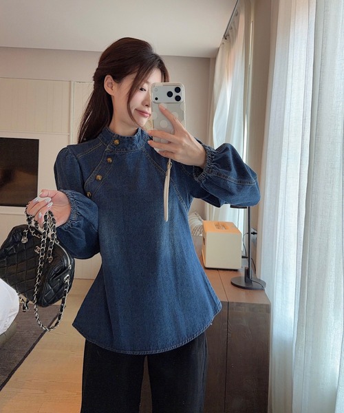 FAVORITO(ファヴォリート)の「スタンドカラーデニムトップス(その他トップス・レディース・ブルー・M/L/S)」の8枚目の写真