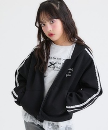 PINK-latte（ピンクラテ）の「袖レースラインポンチジップパーカー（Tシャツ/カットソー）」